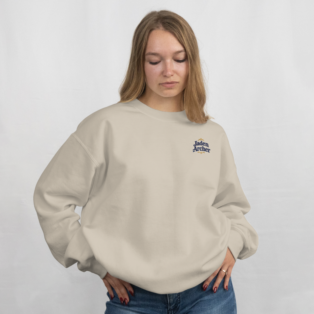 Embroidered Heavy Blend™ Crewneck Sweatshirt (Left chest) — Personalizable (F)